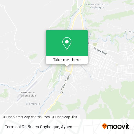 Mapa de Terminal De Buses Coyhaique