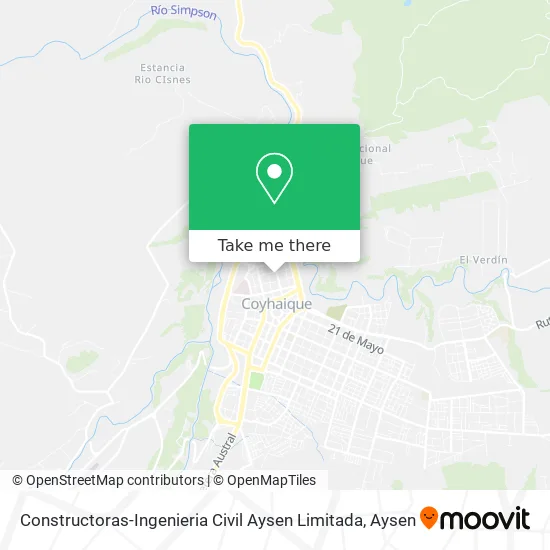 Mapa de Constructoras-Ingenieria Civil Aysen Limitada
