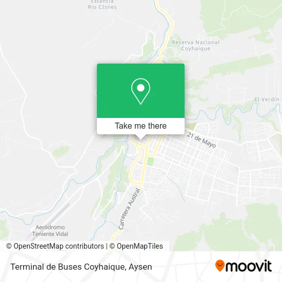 Mapa de Terminal de Buses Coyhaique