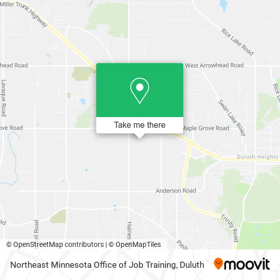 Mapa de Northeast Minnesota Office of Job Training