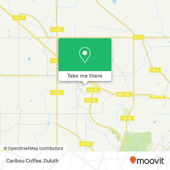 Mapa de Caribou Coffee, 1600 Miller Trunk Hwy Duluth, MN 55811