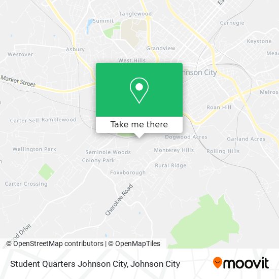 Mapa de Student Quarters Johnson City