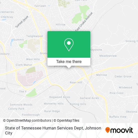State of Tennessee Human Services Dept map