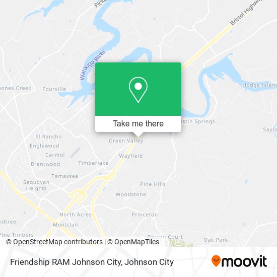 Mapa de Friendship RAM Johnson City