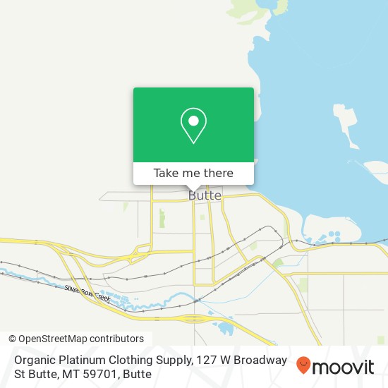 Mapa de Organic Platinum Clothing Supply, 127 W Broadway St Butte, MT 59701