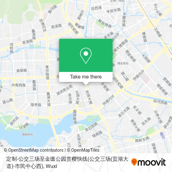 定制-公交三场至金匮公园赏樱快线(公交三场(贡湖大道)-市民中心西) map