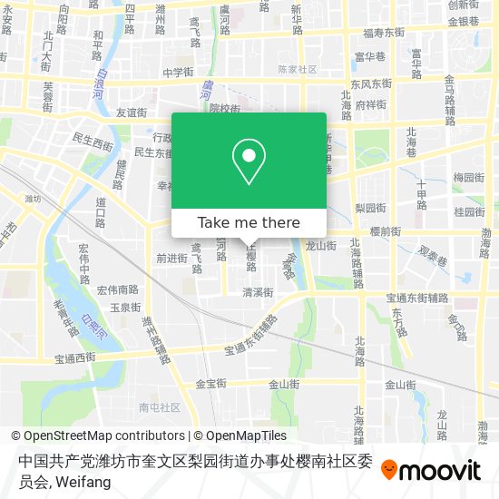 中国共产党潍坊市奎文区梨园街道办事处樱南社区委员会 map