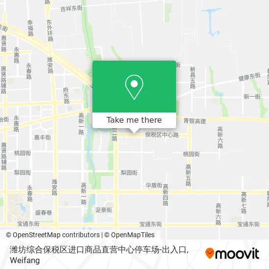 潍坊综合保税区进口商品直营中心停车场-出入口 map