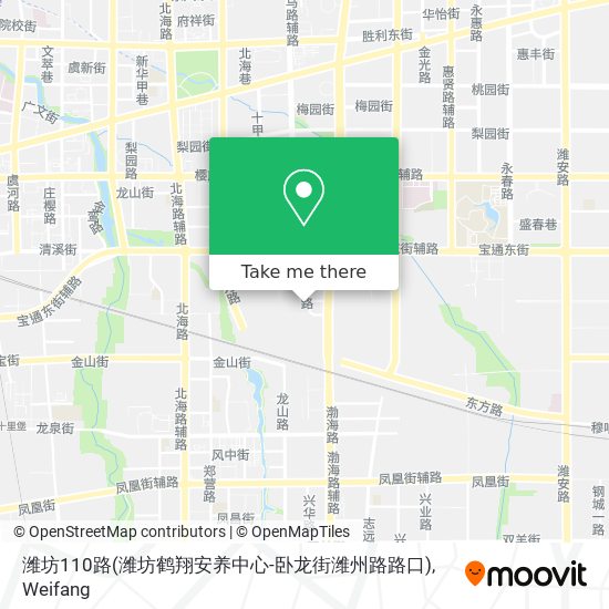 潍坊110路(潍坊鹤翔安养中心-卧龙街潍州路路口) map