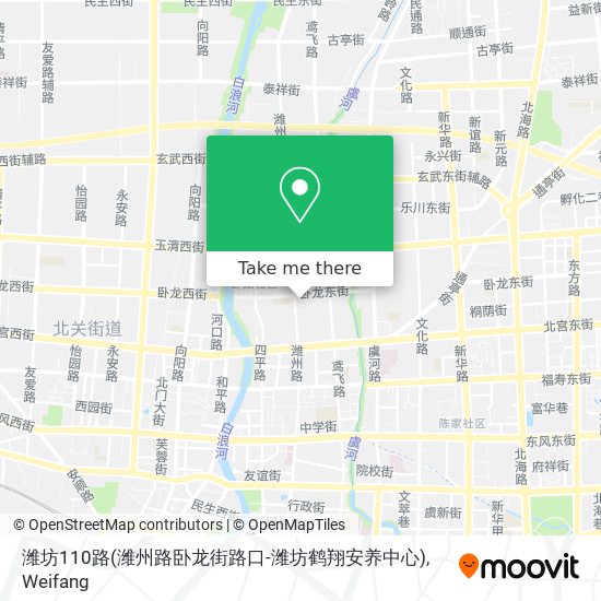 潍坊110路(潍州路卧龙街路口-潍坊鹤翔安养中心) map