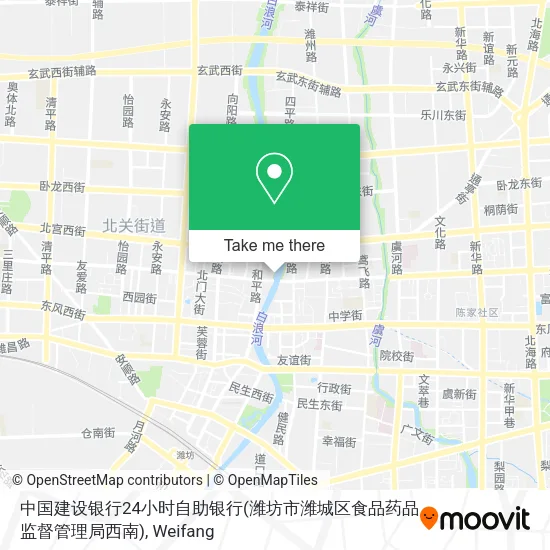 中国建设银行24小时自助银行(潍坊市潍城区食品药品监督管理局西南) map