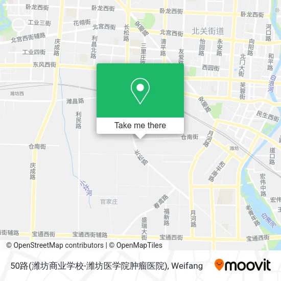 50路(潍坊商业学校-潍坊医学院肿瘤医院) map