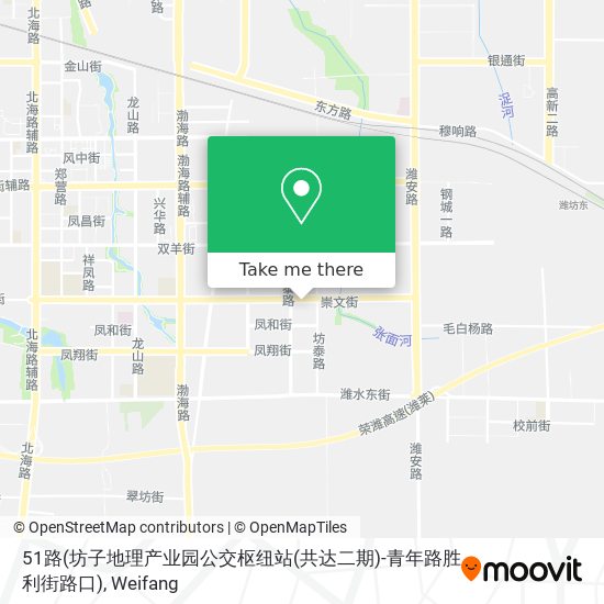 51路(坊子地理产业园公交枢纽站(共达二期)-青年路胜利街路口) map