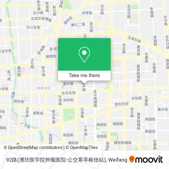92路(潍坊医学院肿瘤医院-公交寒亭枢纽站) map