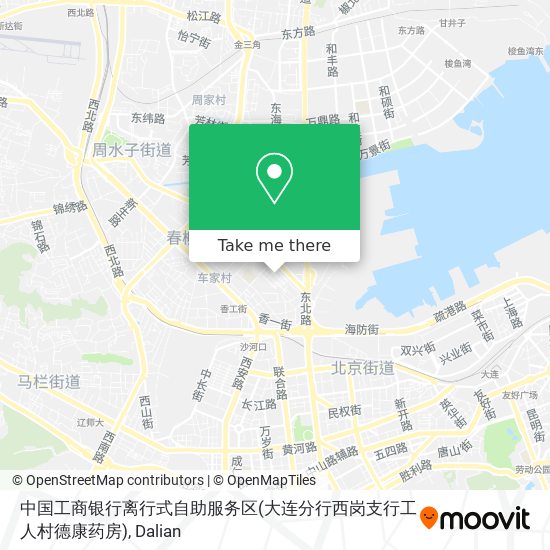 中国工商银行离行式自助服务区(大连分行西岗支行工人村德康药房) map