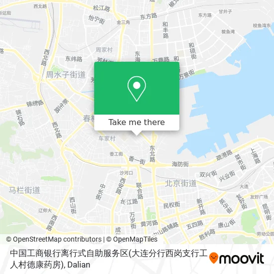 中国工商银行离行式自助服务区(大连分行西岗支行工人村德康药房) map