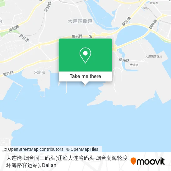 大连湾-烟台同三码头(辽渔大连湾码头-烟台渤海轮渡环海路客运站) map