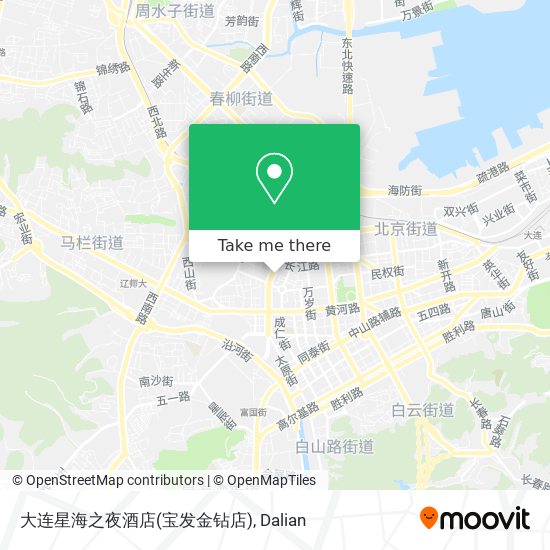 大连星海之夜酒店(宝发金钻店) map