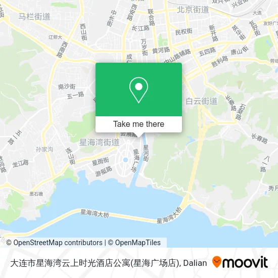 大连市星海湾云上时光酒店公寓(星海广场店) map