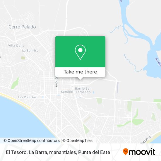 Mapa de El Tesoro, La Barra, manantiales