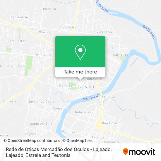 Mapa Rede de Óticas Mercadão dos Óculos - Lajeado