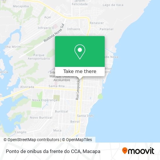 Mapa Ponto de onibus da frente do CCA