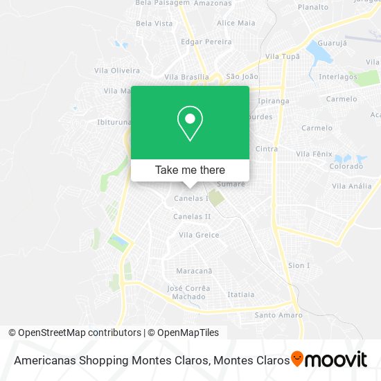 Americanas Shopping Montes Claros map