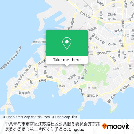 中共青岛市市南区江苏路社区公共服务委员会齐东路居委会委员会第二片区支部委员会 map