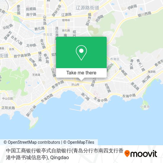 中国工商银行银亭式自助银行(青岛分行市南四支行香港中路书城信息亭) map