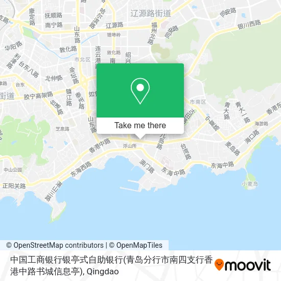 中国工商银行银亭式自助银行(青岛分行市南四支行香港中路书城信息亭) map