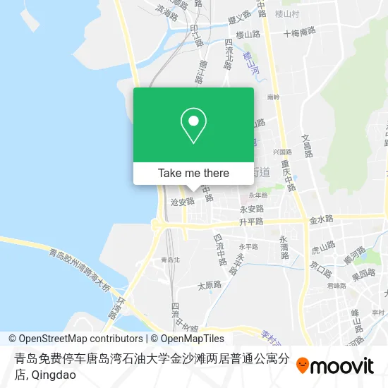 青岛免费停车唐岛湾石油大学金沙滩两居普通公寓分店 map