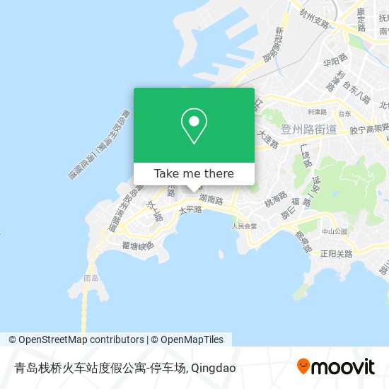 青岛栈桥火车站度假公寓-停车场 map
