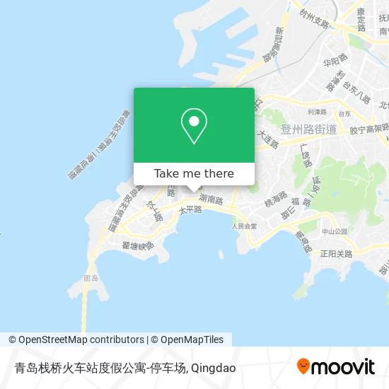青岛栈桥火车站度假公寓-停车场 map
