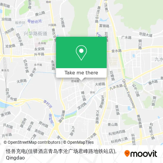 怪兽充电(佳驿酒店青岛李沧广场君峰路地铁站店) map