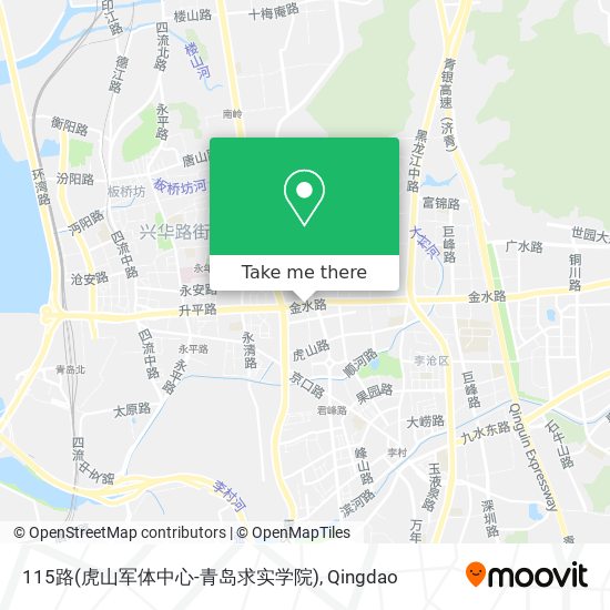 115路(虎山军体中心-青岛求实学院) map