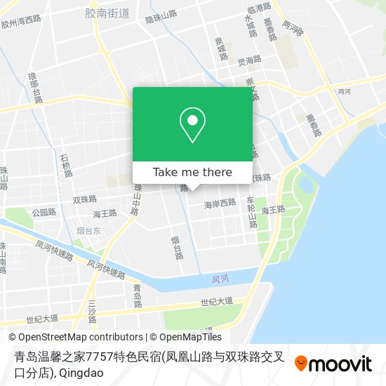 青岛温馨之家7757特色民宿(凤凰山路与双珠路交叉口分店) map