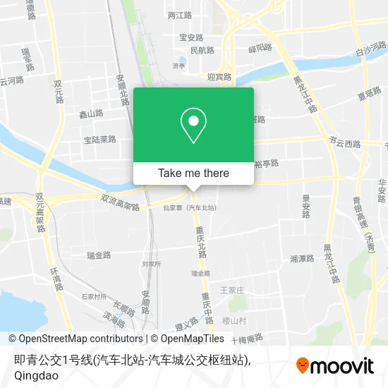 即青公交1号线(汽车北站-汽车城公交枢纽站) map