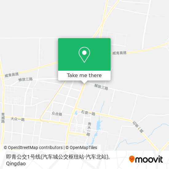 即青公交1号线(汽车城公交枢纽站-汽车北站) map