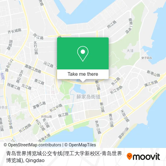 青岛世界博览城公交专线(理工大学新校区-青岛世界博览城) map
