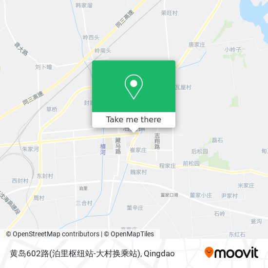 黄岛602路(泊里枢纽站-大村换乘站) map