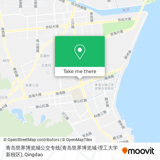 青岛世界博览城公交专线(青岛世界博览城-理工大学新校区) map