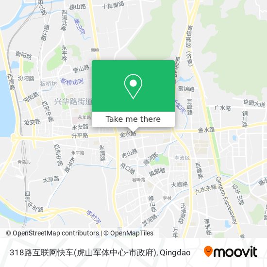 318路互联网快车(虎山军体中心-市政府) map