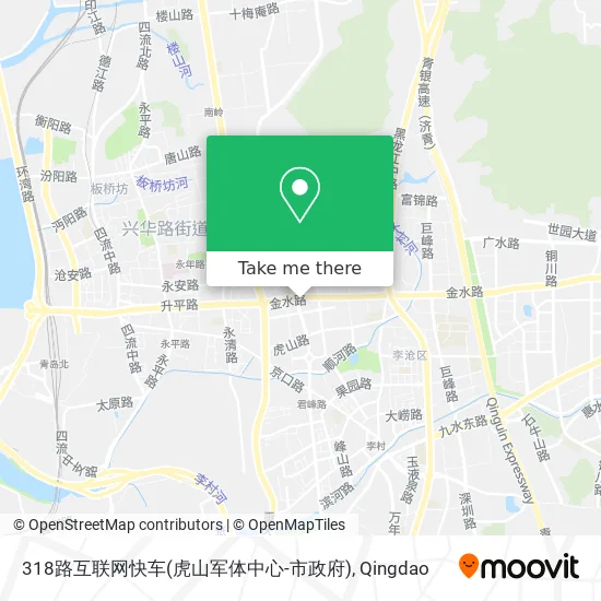 318路互联网快车(虎山军体中心-市政府) map
