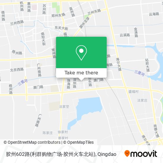胶州602路(利群购物广场-胶州火车北站) map