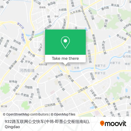 932路互联网公交快车(中韩-即墨公交枢纽南站) map