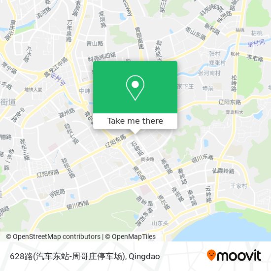 628路(汽车东站-周哥庄停车场) map