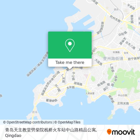 青岛天主教堂劈柴院栈桥火车站中山路精品公寓 map