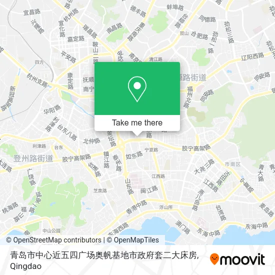 青岛市中心近五四广场奥帆基地市政府套二大床房 map
