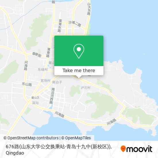 676路(山东大学公交换乘站-青岛十九中(新校区)) map