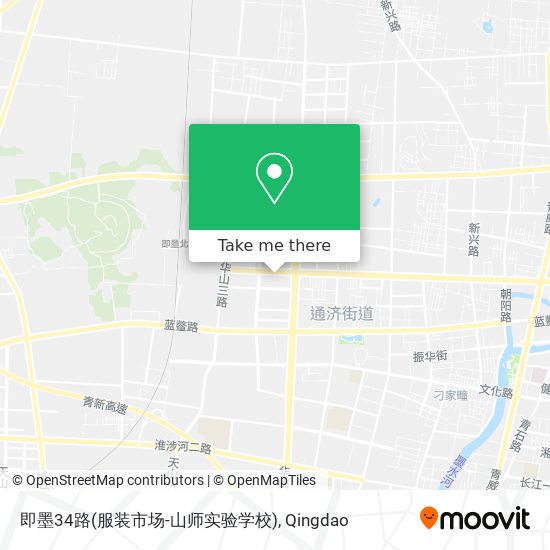 即墨34路(服装市场-山师实验学校) map